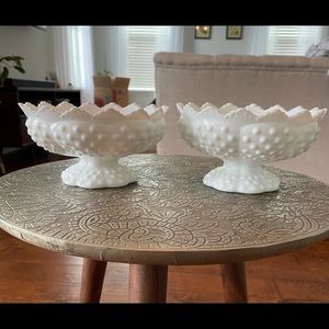 Antique milk glass candle holders